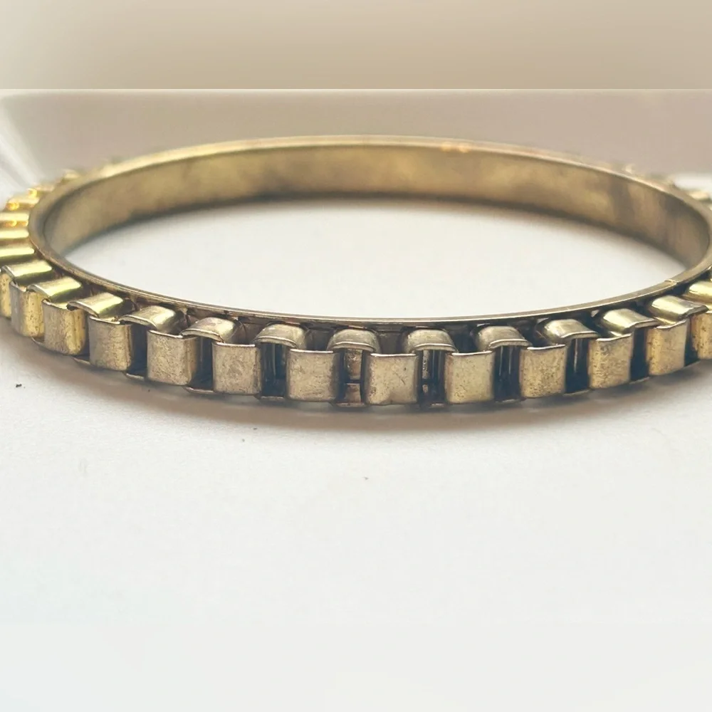 Vintage Gold Tone Geometric Bangle Bracelet Modernist Vintage Jewelry - Picture 11 of 11